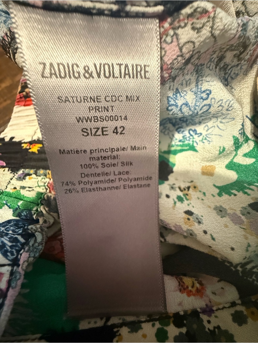 Zadig & Voltaire Saturne Mix Print CDC silk shorts, bright patchwork Sz 42 - Picture 4 of 5